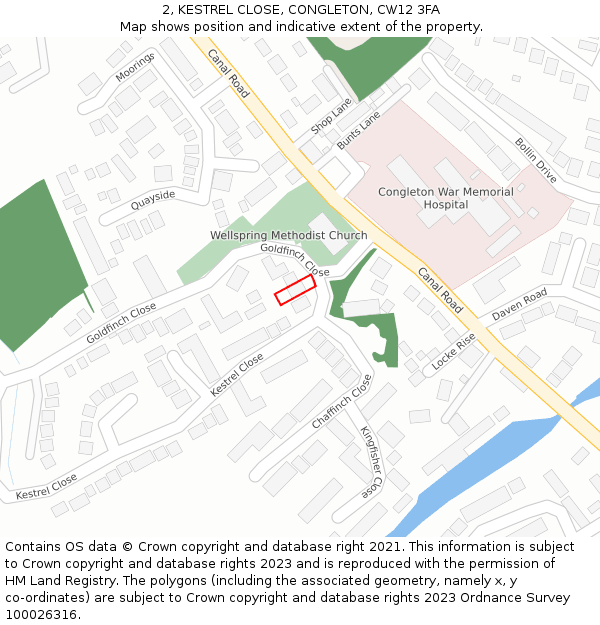 2, KESTREL CLOSE, CONGLETON, CW12 3FA: Location map and indicative extent of plot