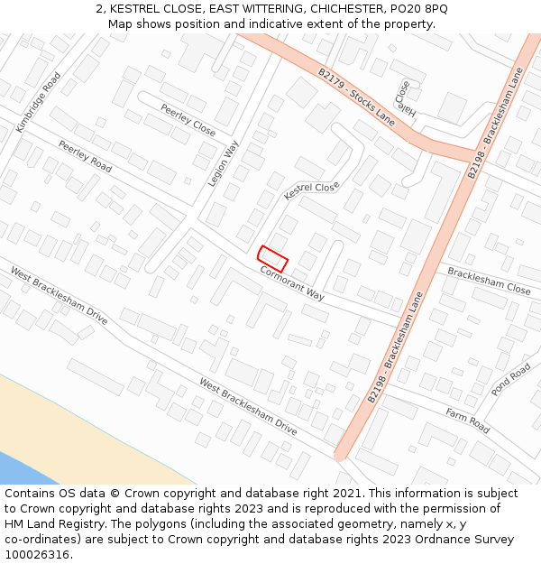 2, KESTREL CLOSE, EAST WITTERING, CHICHESTER, PO20 8PQ: Location map and indicative extent of plot