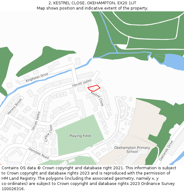 2, KESTREL CLOSE, OKEHAMPTON, EX20 1UT: Location map and indicative extent of plot