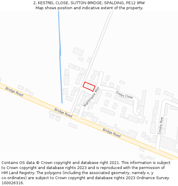 2, KESTREL CLOSE, SUTTON BRIDGE, SPALDING, PE12 9RW: Location map and indicative extent of plot