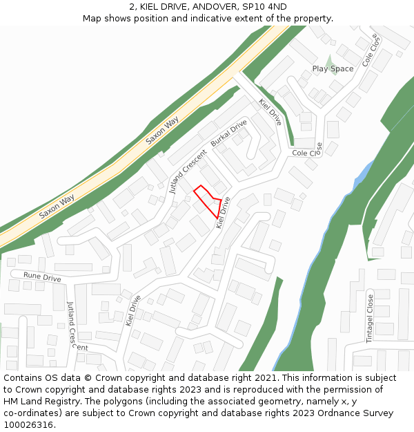 2, KIEL DRIVE, ANDOVER, SP10 4ND: Location map and indicative extent of plot