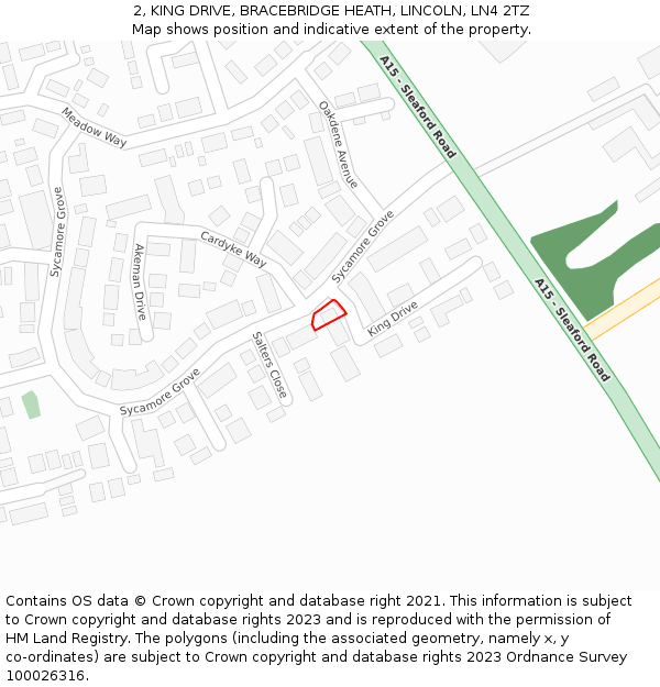 2, KING DRIVE, BRACEBRIDGE HEATH, LINCOLN, LN4 2TZ: Location map and indicative extent of plot