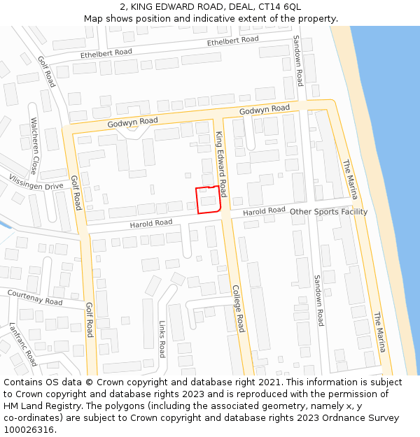 2, KING EDWARD ROAD, DEAL, CT14 6QL: Location map and indicative extent of plot