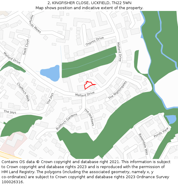 2, KINGFISHER CLOSE, UCKFIELD, TN22 5WN: Location map and indicative extent of plot