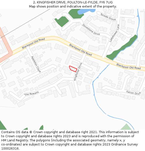 2, KINGFISHER DRIVE, POULTON-LE-FYLDE, FY6 7UG: Location map and indicative extent of plot
