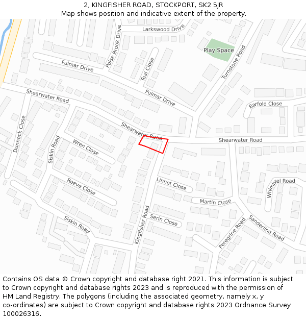 2, KINGFISHER ROAD, STOCKPORT, SK2 5JR: Location map and indicative extent of plot