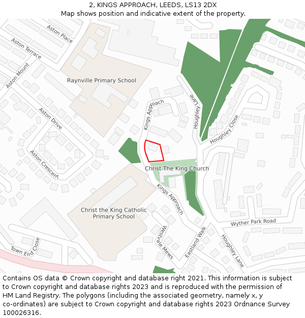 2, KINGS APPROACH, LEEDS, LS13 2DX: Location map and indicative extent of plot