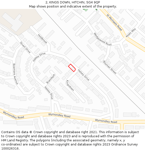 2, KINGS DOWN, HITCHIN, SG4 9QP: Location map and indicative extent of plot