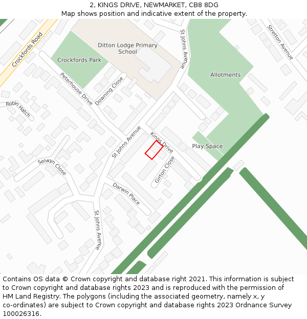 2, KINGS DRIVE, NEWMARKET, CB8 8DG: Location map and indicative extent of plot