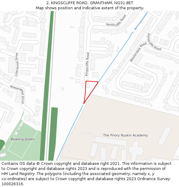 2, KINGSCLIFFE ROAD, GRANTHAM, NG31 8ET: Location map and indicative extent of plot