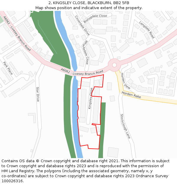 2, KINGSLEY CLOSE, BLACKBURN, BB2 5FB: Location map and indicative extent of plot