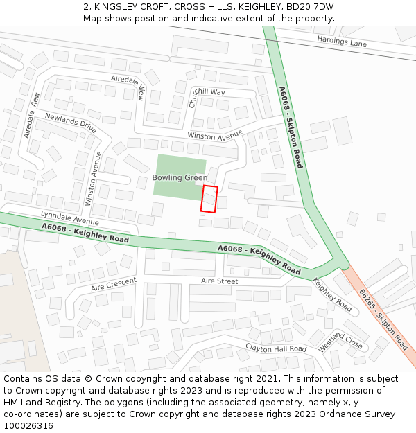 2, KINGSLEY CROFT, CROSS HILLS, KEIGHLEY, BD20 7DW: Location map and indicative extent of plot