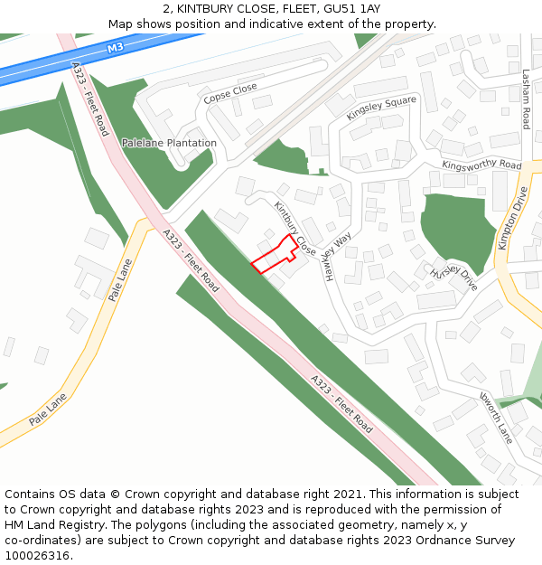 2, KINTBURY CLOSE, FLEET, GU51 1AY: Location map and indicative extent of plot