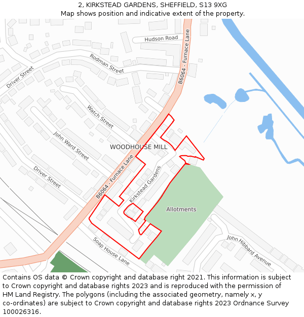 2, KIRKSTEAD GARDENS, SHEFFIELD, S13 9XG: Location map and indicative extent of plot