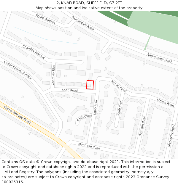 2, KNAB ROAD, SHEFFIELD, S7 2ET: Location map and indicative extent of plot