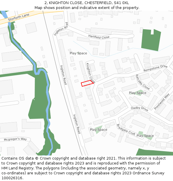 2, KNIGHTON CLOSE, CHESTERFIELD, S41 0XL: Location map and indicative extent of plot