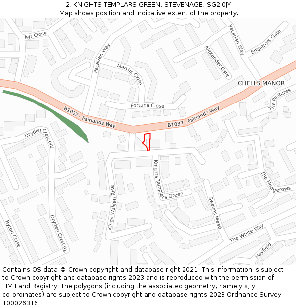 2, KNIGHTS TEMPLARS GREEN, STEVENAGE, SG2 0JY: Location map and indicative extent of plot