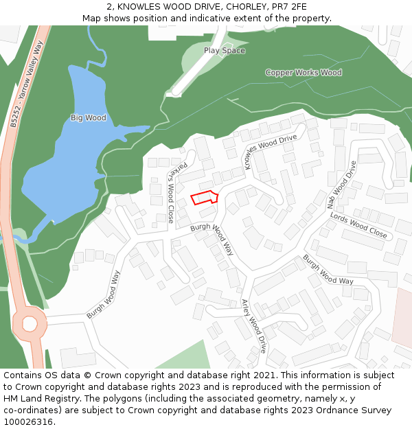 2, KNOWLES WOOD DRIVE, CHORLEY, PR7 2FE: Location map and indicative extent of plot