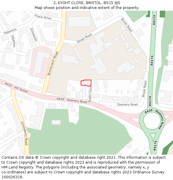 2, KYGHT CLOSE, BRISTOL, BS15 9JS: Location map and indicative extent of plot