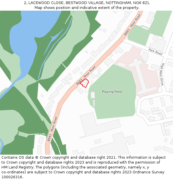 2, LACEWOOD CLOSE, BESTWOOD VILLAGE, NOTTINGHAM, NG6 8ZL: Location map and indicative extent of plot