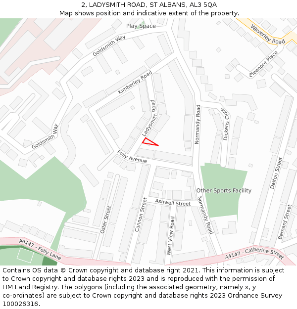 2, LADYSMITH ROAD, ST ALBANS, AL3 5QA: Location map and indicative extent of plot