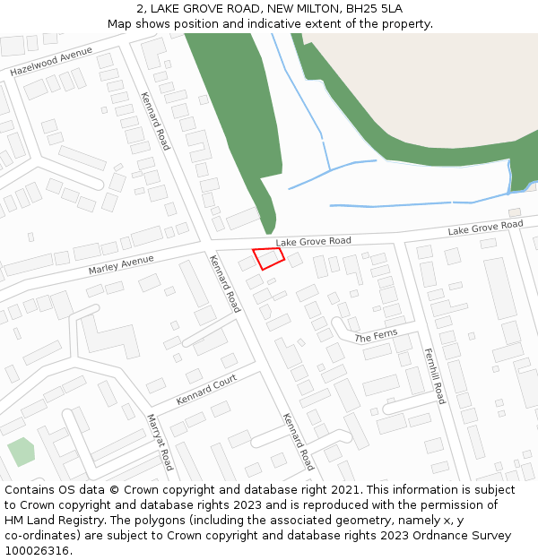 2, LAKE GROVE ROAD, NEW MILTON, BH25 5LA: Location map and indicative extent of plot