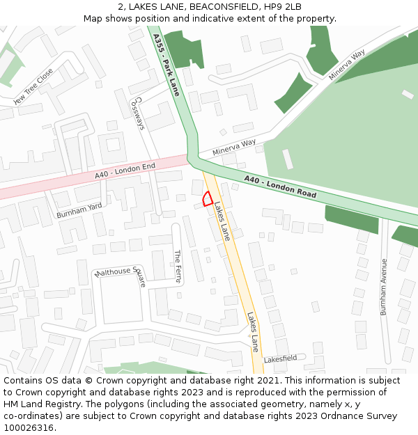 2, LAKES LANE, BEACONSFIELD, HP9 2LB: Location map and indicative extent of plot