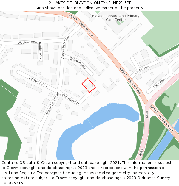 2, LAKESIDE, BLAYDON-ON-TYNE, NE21 5PF: Location map and indicative extent of plot