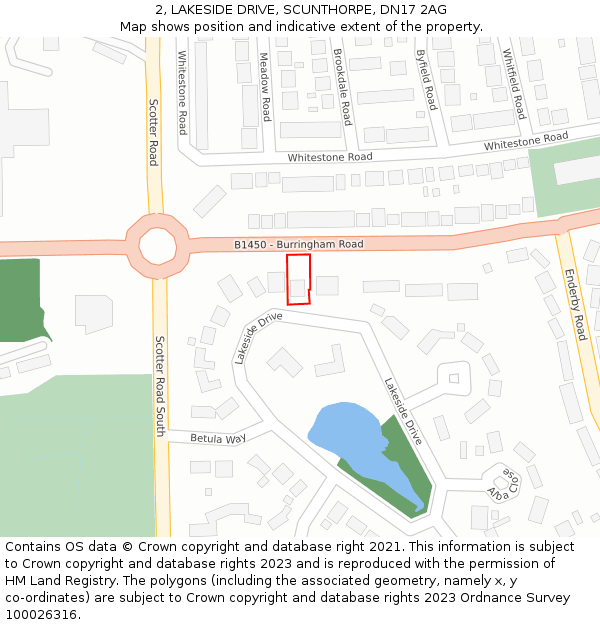 2, LAKESIDE DRIVE, SCUNTHORPE, DN17 2AG: Location map and indicative extent of plot