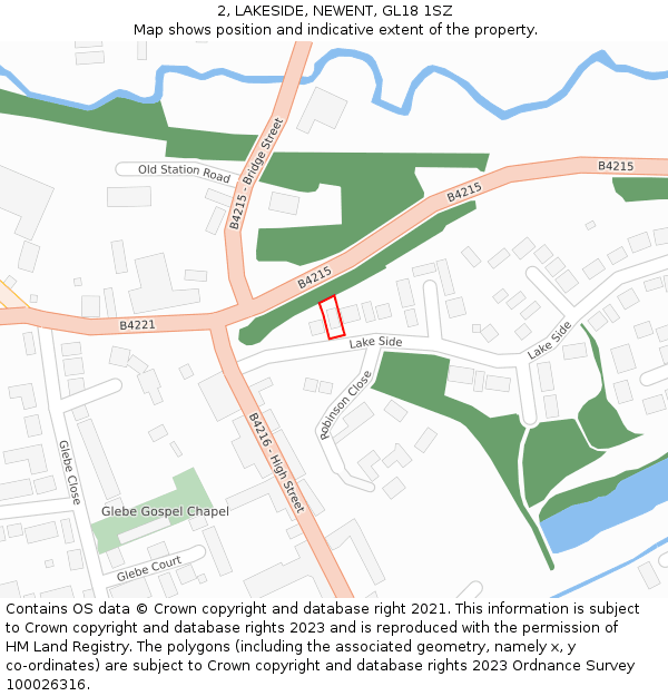 2, LAKESIDE, NEWENT, GL18 1SZ: Location map and indicative extent of plot