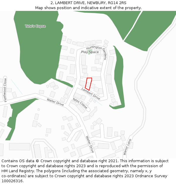 2, LAMBERT DRIVE, NEWBURY, RG14 2RS: Location map and indicative extent of plot