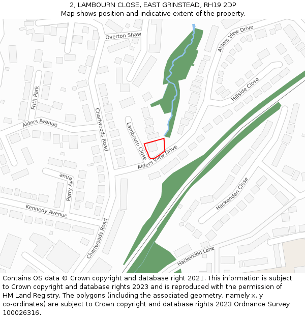 2, LAMBOURN CLOSE, EAST GRINSTEAD, RH19 2DP: Location map and indicative extent of plot