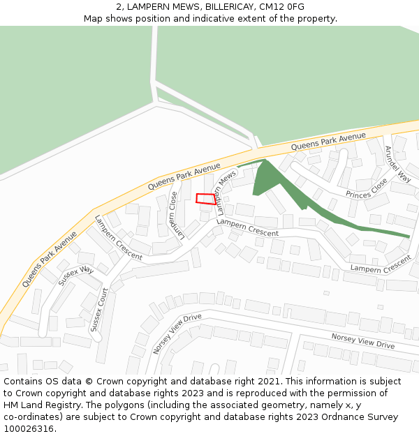 2, LAMPERN MEWS, BILLERICAY, CM12 0FG: Location map and indicative extent of plot