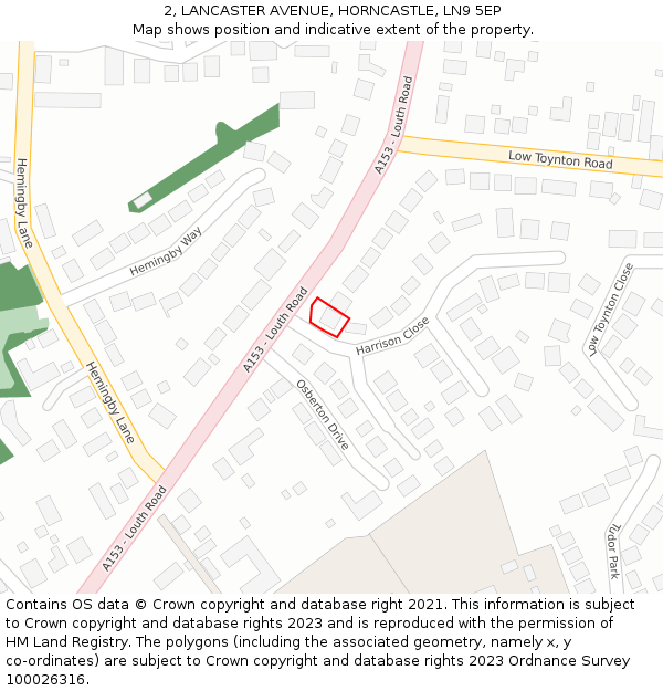 2, LANCASTER AVENUE, HORNCASTLE, LN9 5EP: Location map and indicative extent of plot