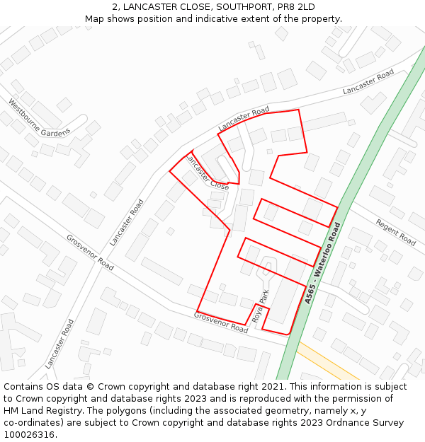 2, LANCASTER CLOSE, SOUTHPORT, PR8 2LD: Location map and indicative extent of plot