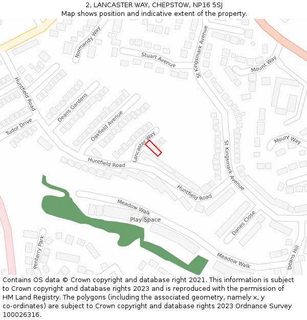 2, LANCASTER WAY, CHEPSTOW, NP16 5SJ: Location map and indicative extent of plot