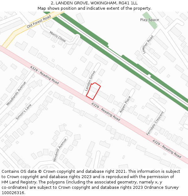 2, LANDEN GROVE, WOKINGHAM, RG41 1LL: Location map and indicative extent of plot