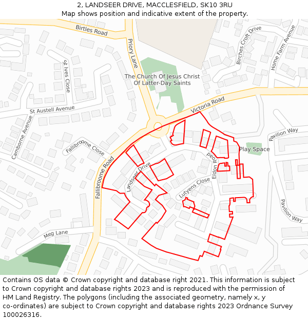 2, LANDSEER DRIVE, MACCLESFIELD, SK10 3RU: Location map and indicative extent of plot