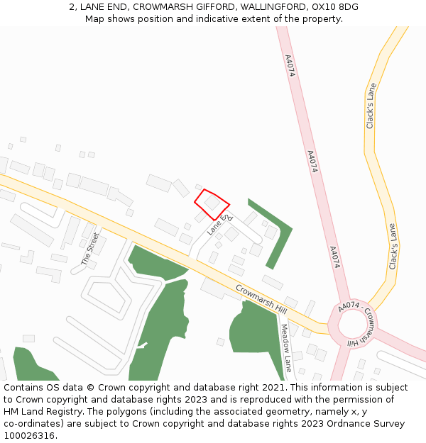 2, LANE END, CROWMARSH GIFFORD, WALLINGFORD, OX10 8DG: Location map and indicative extent of plot