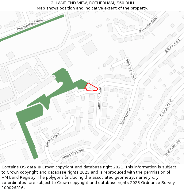 2, LANE END VIEW, ROTHERHAM, S60 3HH: Location map and indicative extent of plot