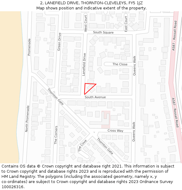 2, LANEFIELD DRIVE, THORNTON-CLEVELEYS, FY5 1JZ: Location map and indicative extent of plot