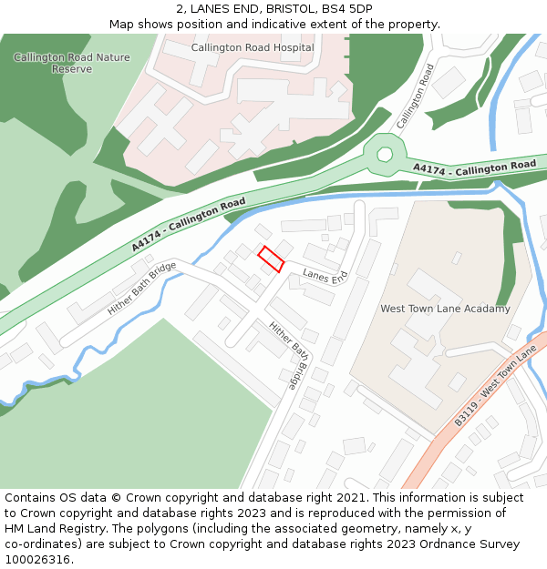 2, LANES END, BRISTOL, BS4 5DP: Location map and indicative extent of plot