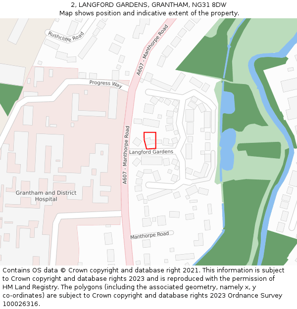 2, LANGFORD GARDENS, GRANTHAM, NG31 8DW: Location map and indicative extent of plot