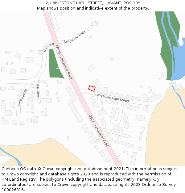 2, LANGSTONE HIGH STREET, HAVANT, PO9 1RY: Location map and indicative extent of plot