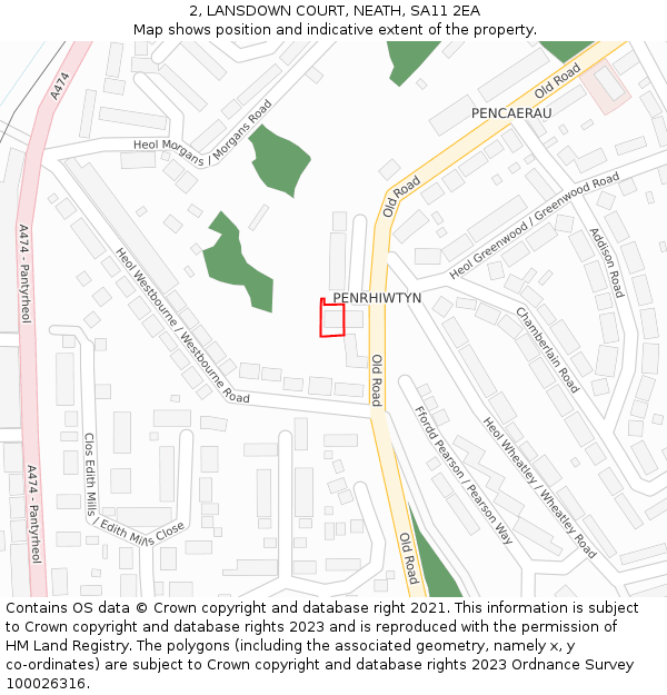 2, LANSDOWN COURT, NEATH, SA11 2EA: Location map and indicative extent of plot