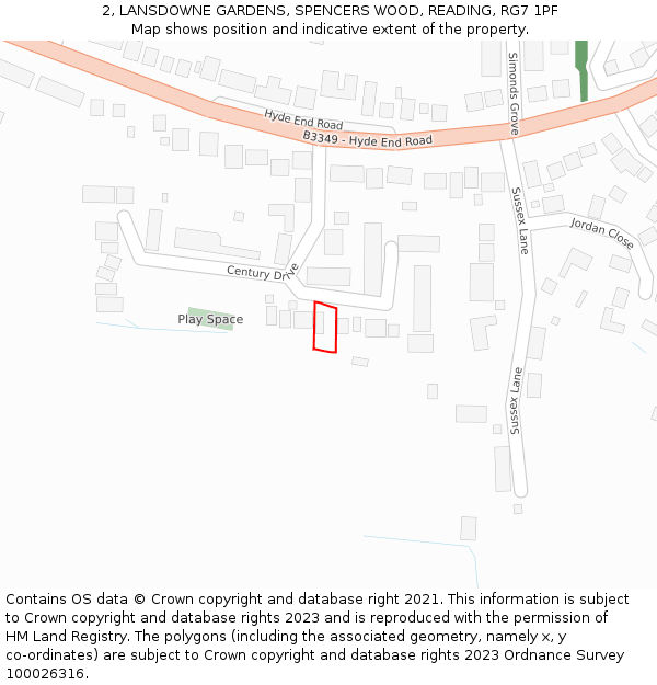 2, LANSDOWNE GARDENS, SPENCERS WOOD, READING, RG7 1PF: Location map and indicative extent of plot