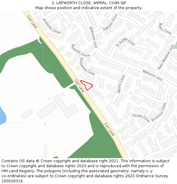 2, LAPWORTH CLOSE, WIRRAL, CH46 6JP: Location map and indicative extent of plot