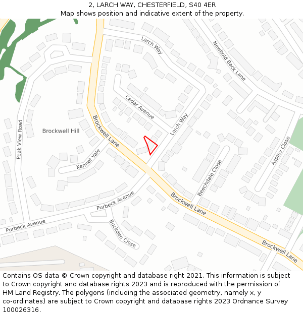 2, LARCH WAY, CHESTERFIELD, S40 4ER: Location map and indicative extent of plot