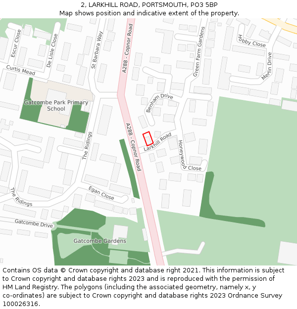 2, LARKHILL ROAD, PORTSMOUTH, PO3 5BP: Location map and indicative extent of plot
