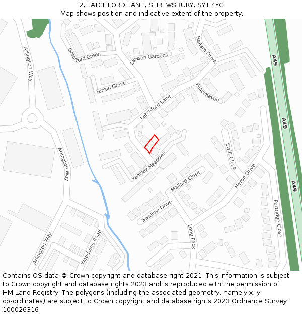 2, LATCHFORD LANE, SHREWSBURY, SY1 4YG: Location map and indicative extent of plot